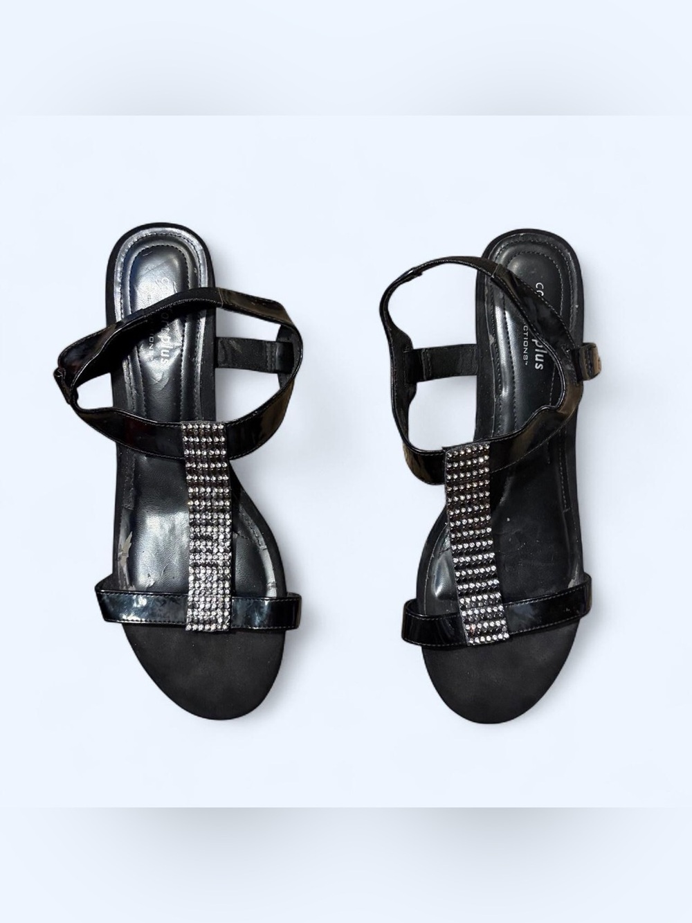 Y2K Black Rhinestone Wedge Heels by Predictions!